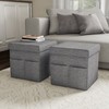 Hastings Home Foldable Storage Cube Ottoman with Pockets, Footrest Organizer for Bedroom, Dorm, (Pair, Charcoal Gray 818893AZC